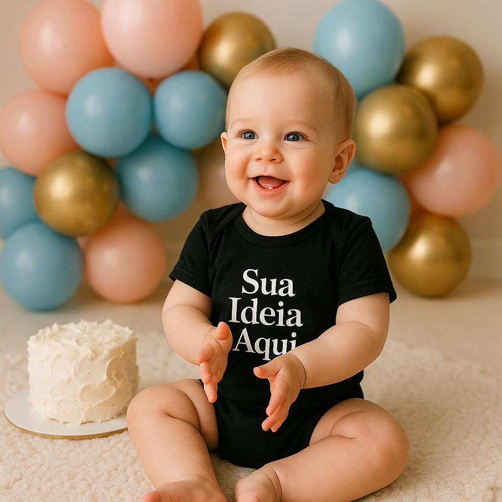 Body Infantil Preto Personalizado