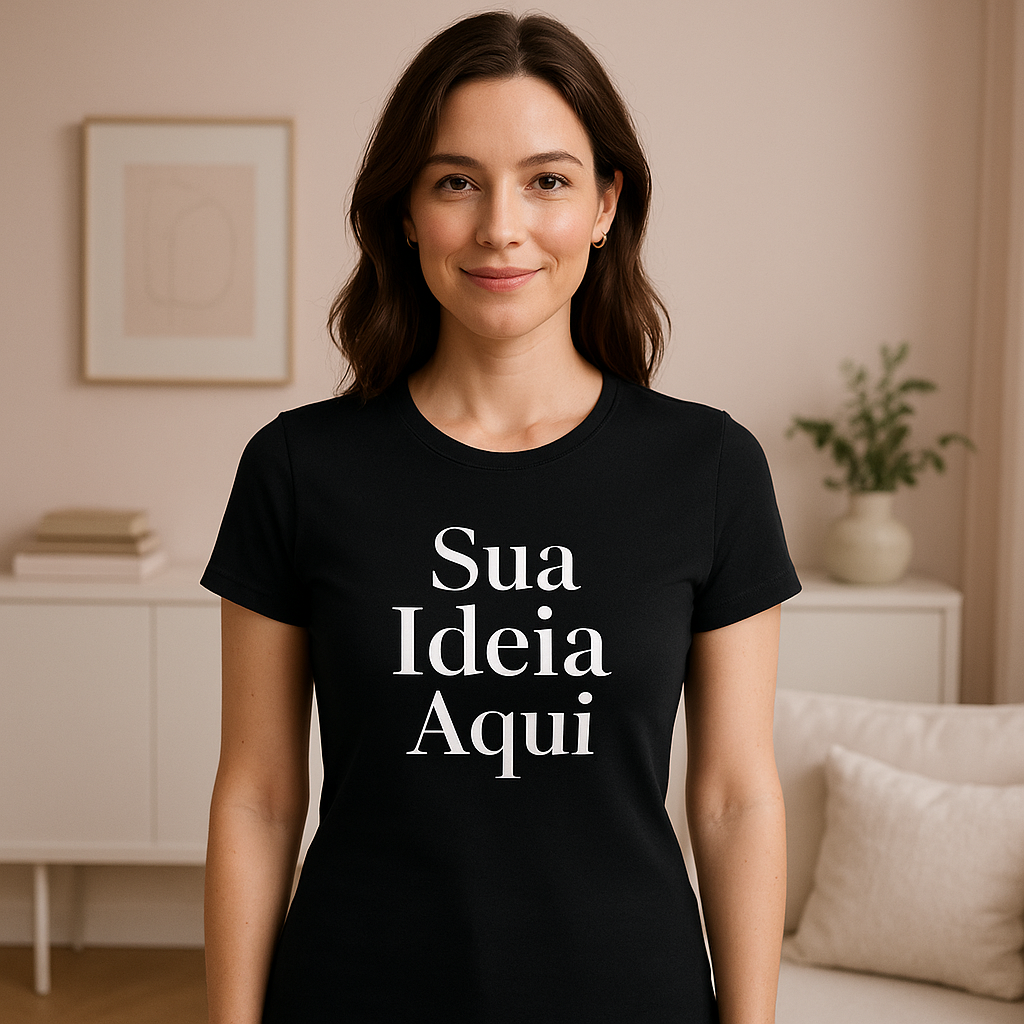 Camiseta Baby Look Preta Personalizada