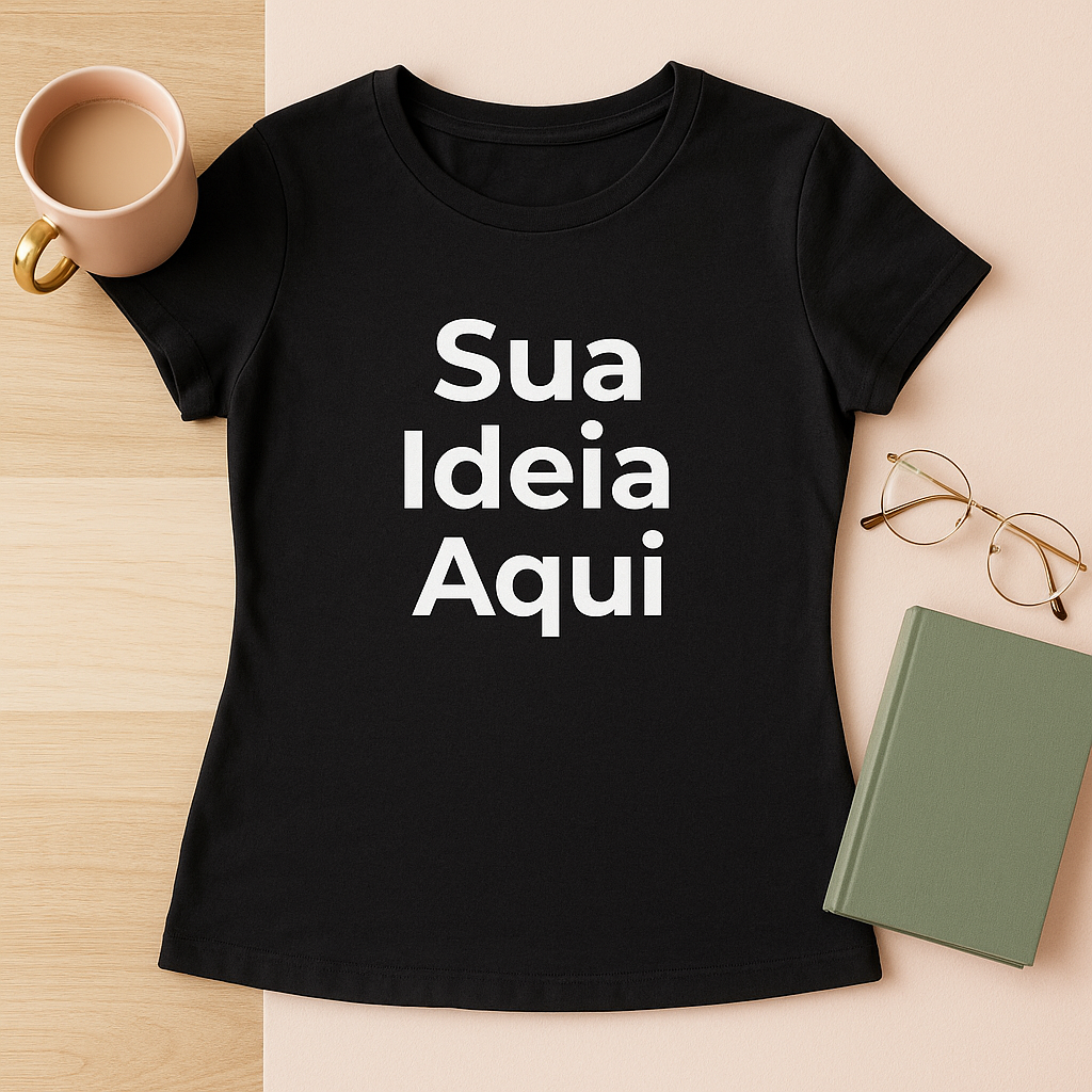 Camiseta Baby Look Preta Personalizada