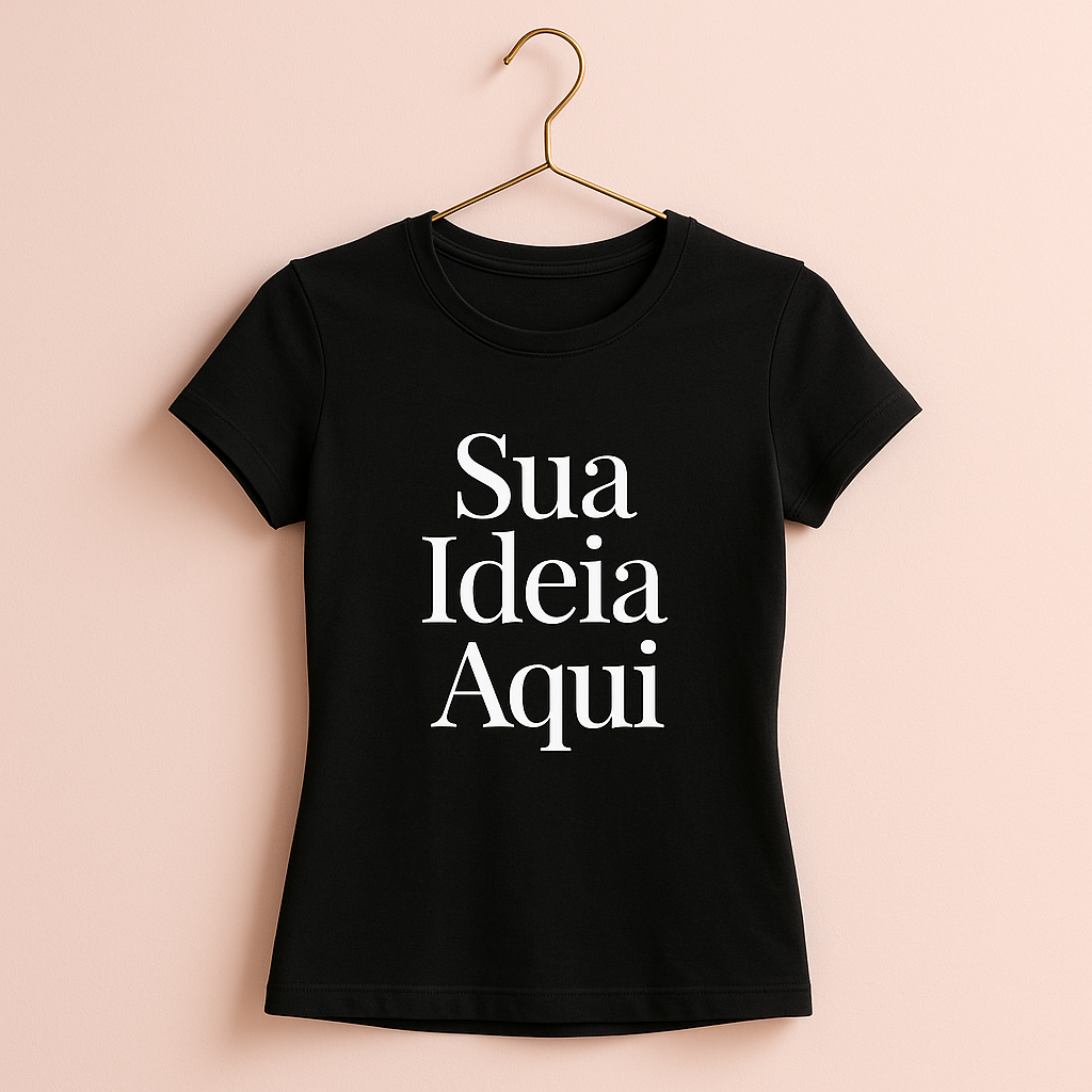 Camiseta Baby Look Preta Personalizada