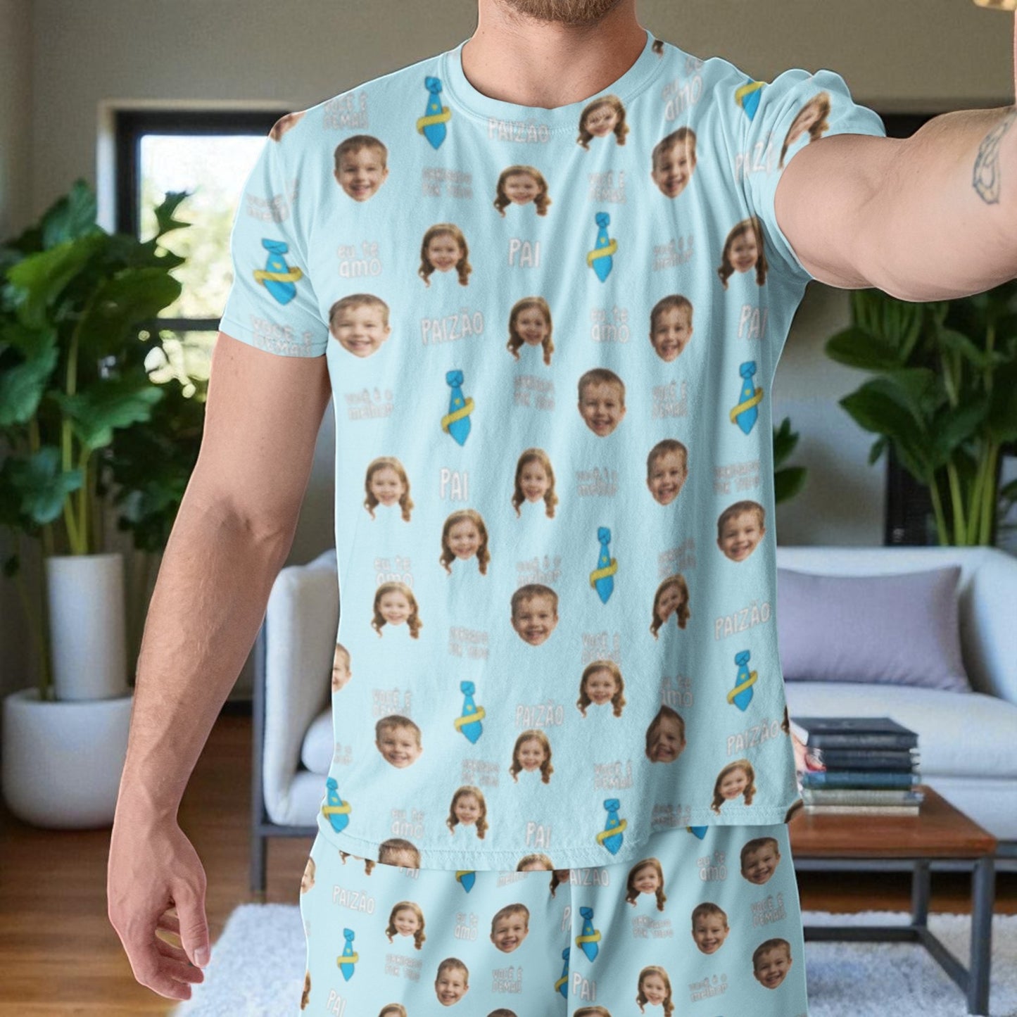 Conjunto Completo Melhor Pai Azul - Dupla Emoção Personalizada