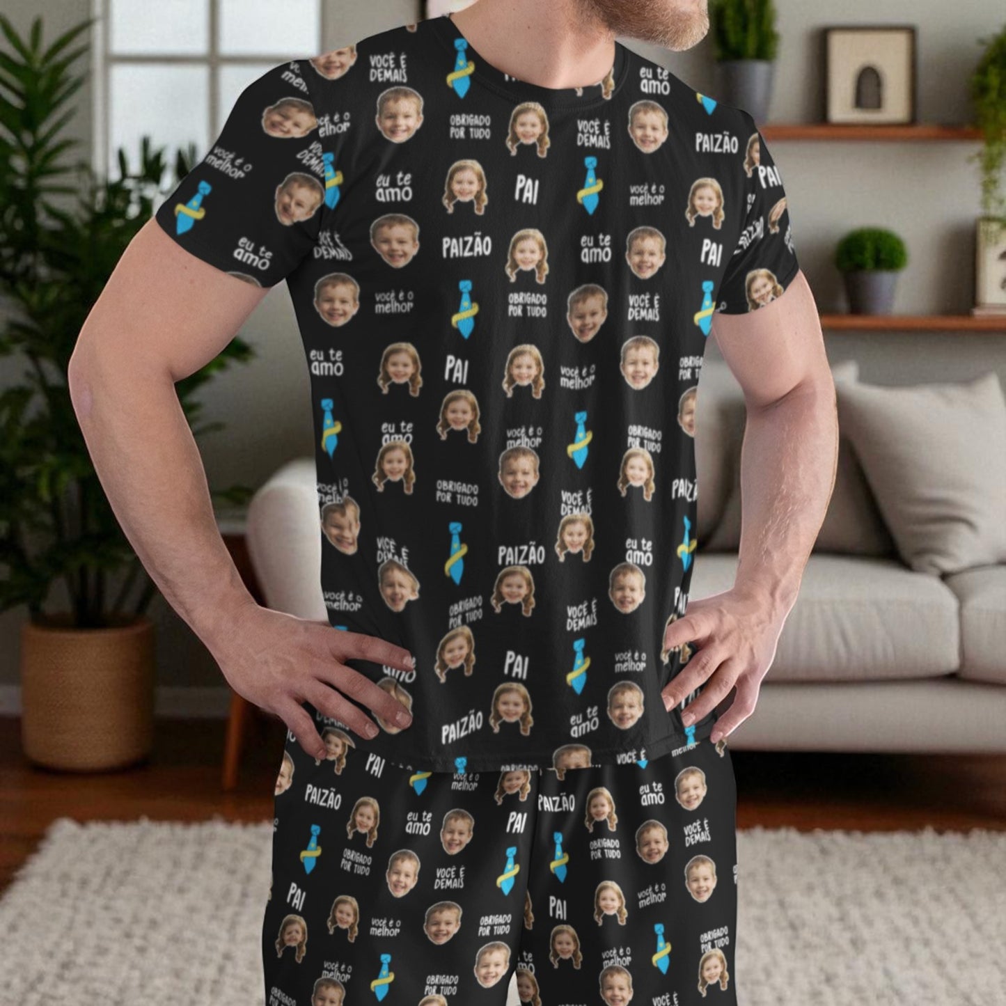 Conjunto Completo Melhor Pai Preto - Dupla Emoção Personalizada