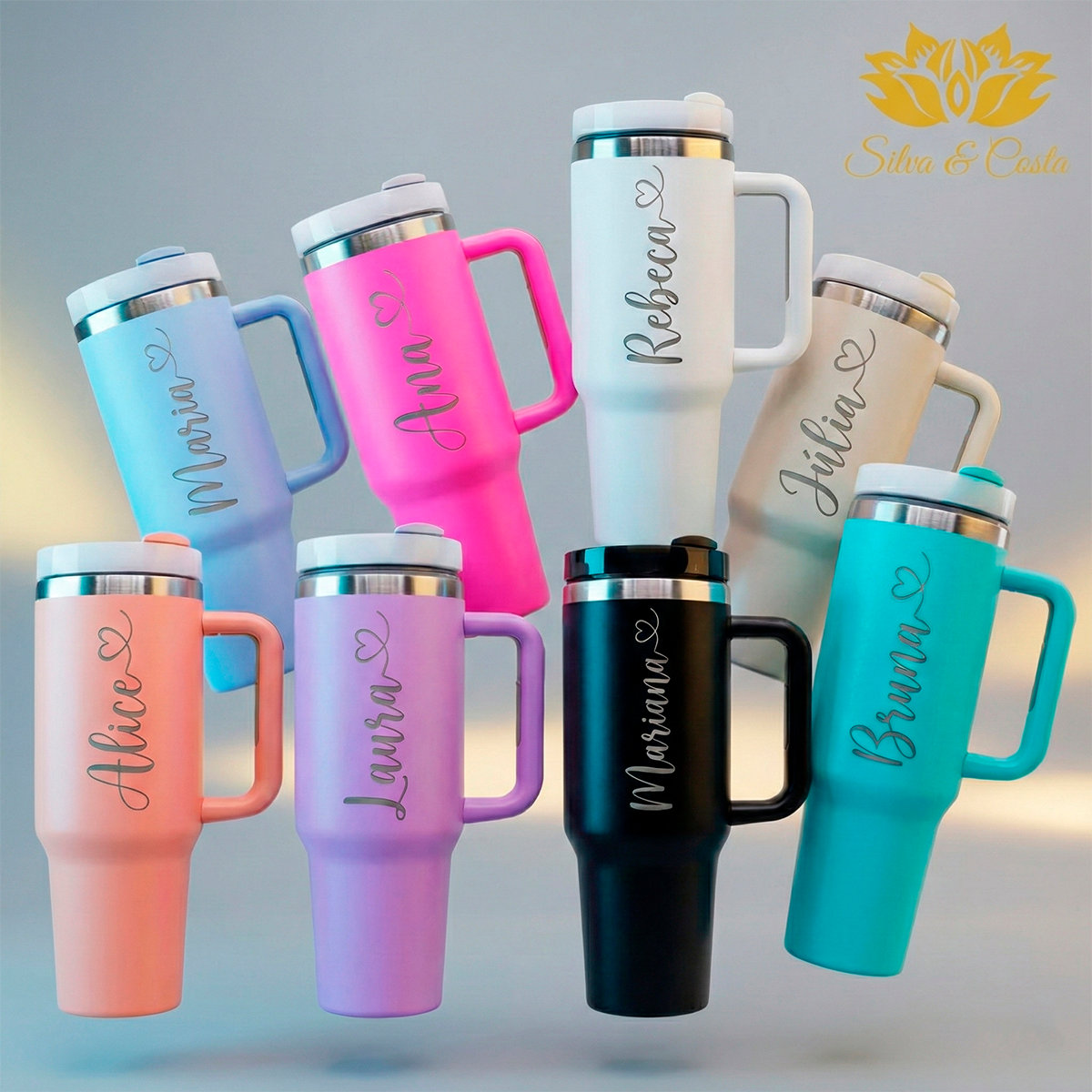 Copo Térmico 1200ml com Alça e Tampa Personalizado – Neymar