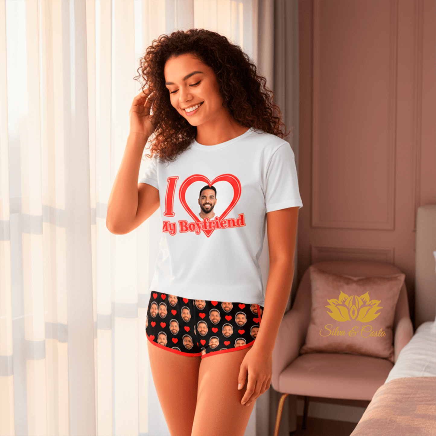 Conjunto Feminino I Love Personalziado com Foto presente casal namorados