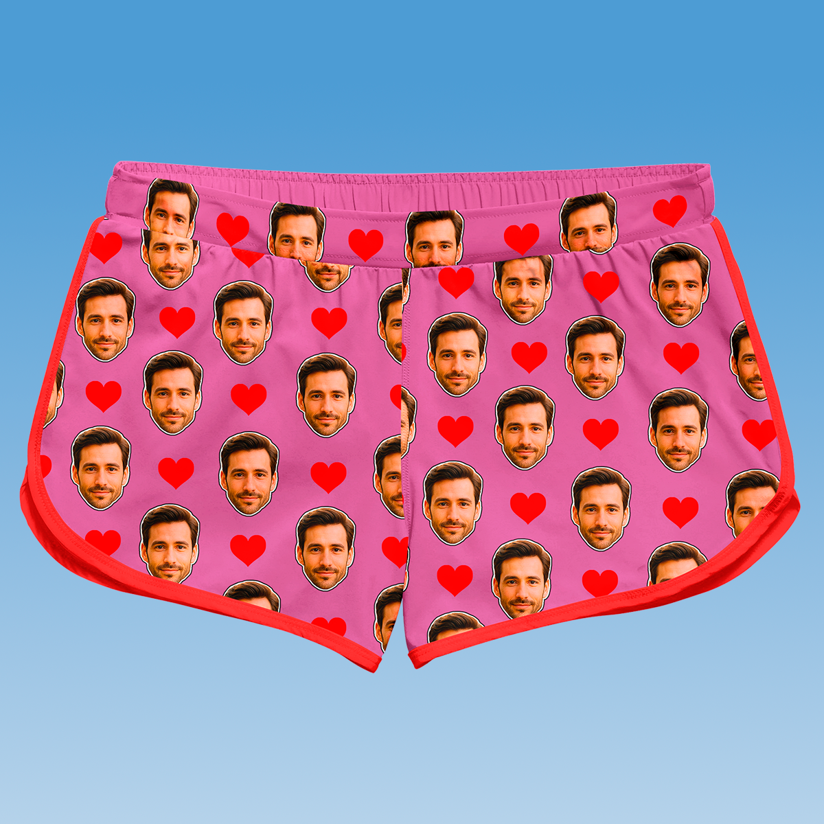 Shorts Doll Purpura Personalizado Com Rostos e Corações Presente Casal