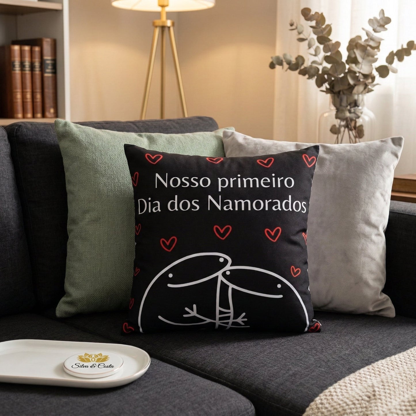 Almofada Personalizada casal com frase e ilustração | Dia dos Namorados