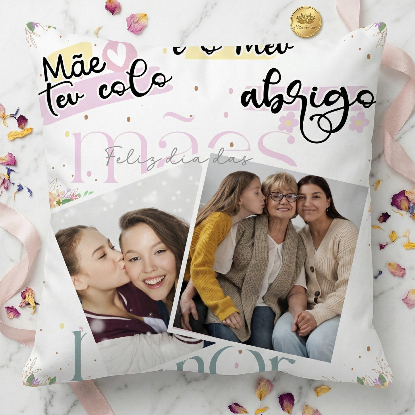 Almofada Personalizada com Foto e Frase | Presente para Mães