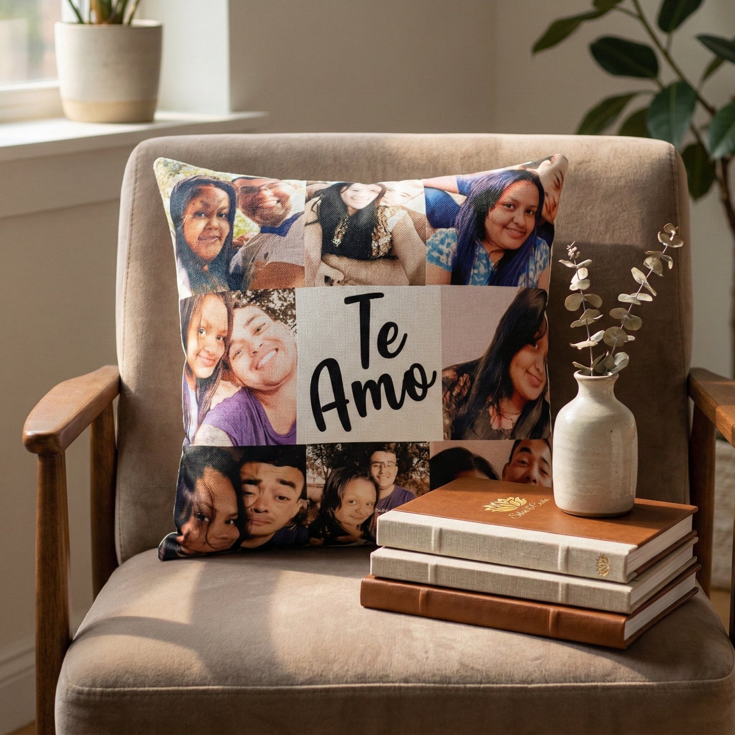 Almofada Personalizada com Fotos e Frase Romântica — Presente para Casal