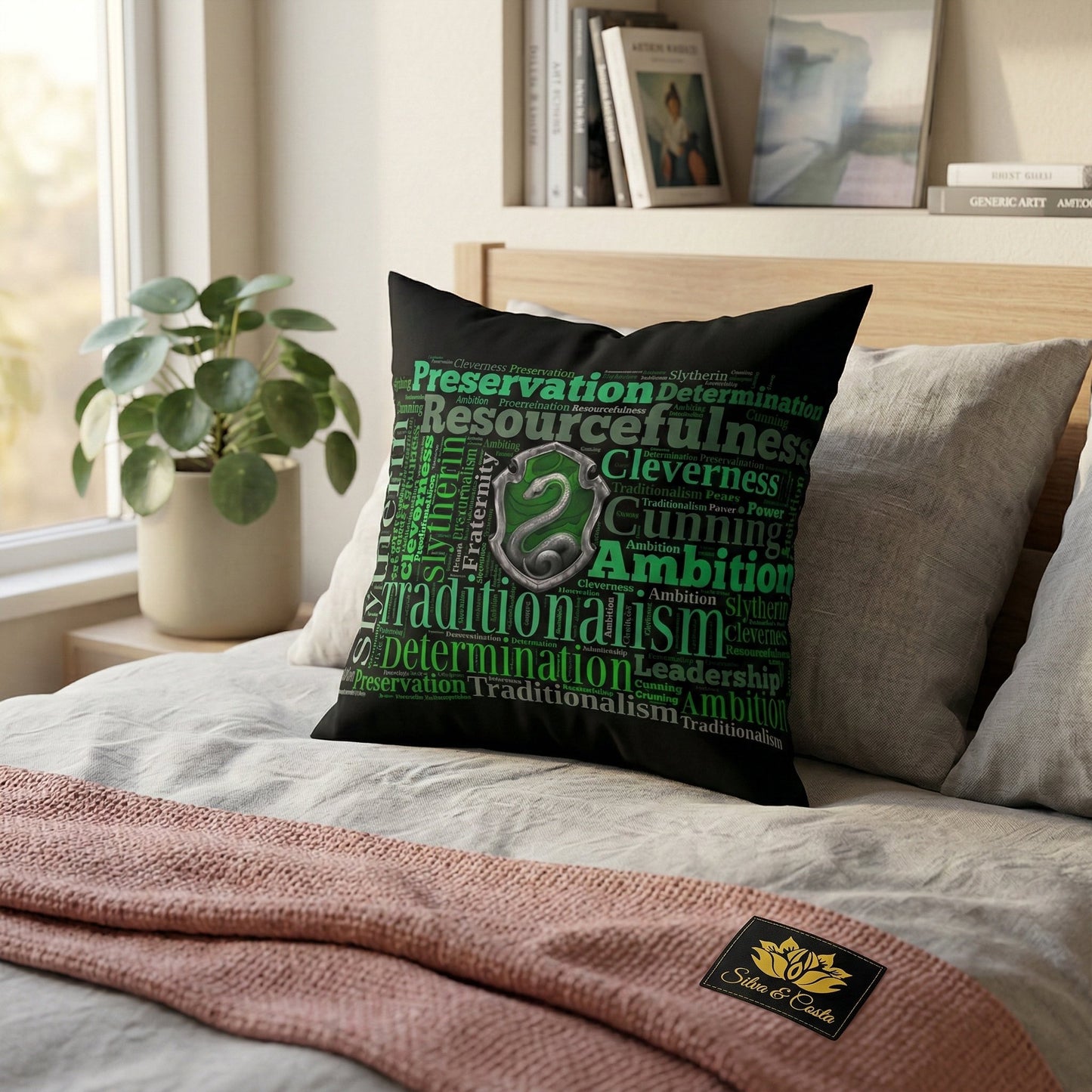 Almofada Personalizada com Nome — Sonserina Harry Potter 40x40 Presente