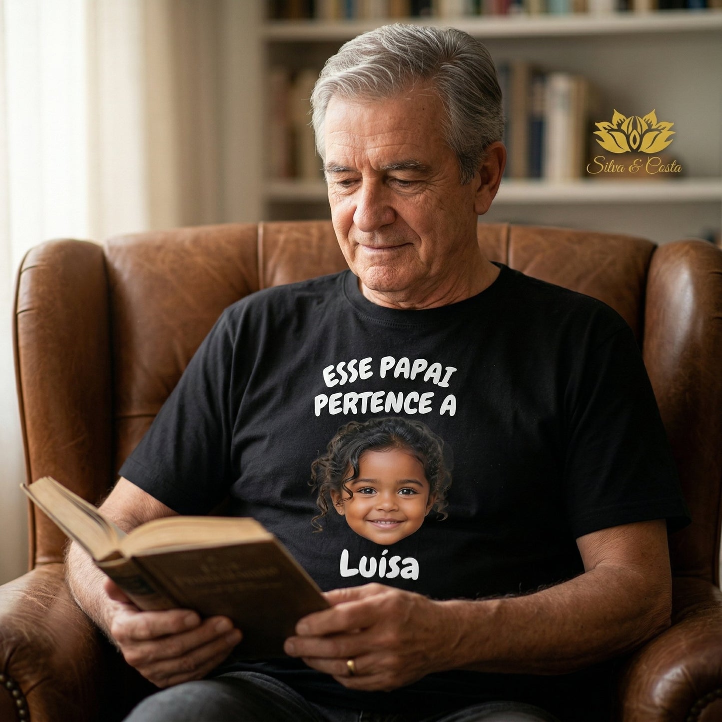 Camiseta Preta Personalizada com Foto | Presente Pais