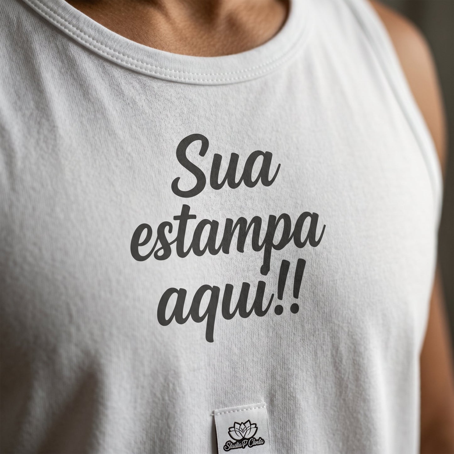 Regata Branca Personalizada c/ Foto | Academia ou Casual