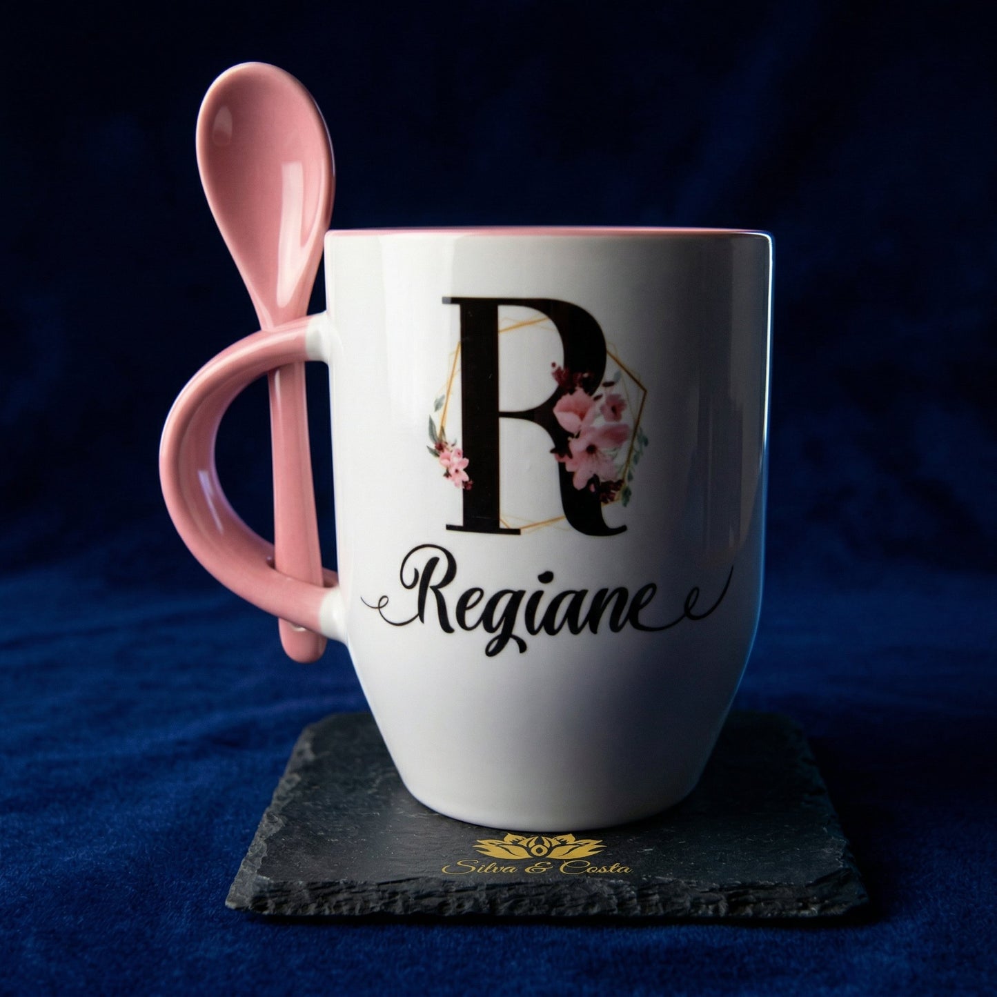 Caneca Cônica com Colher Personalizada | Presente com Nome