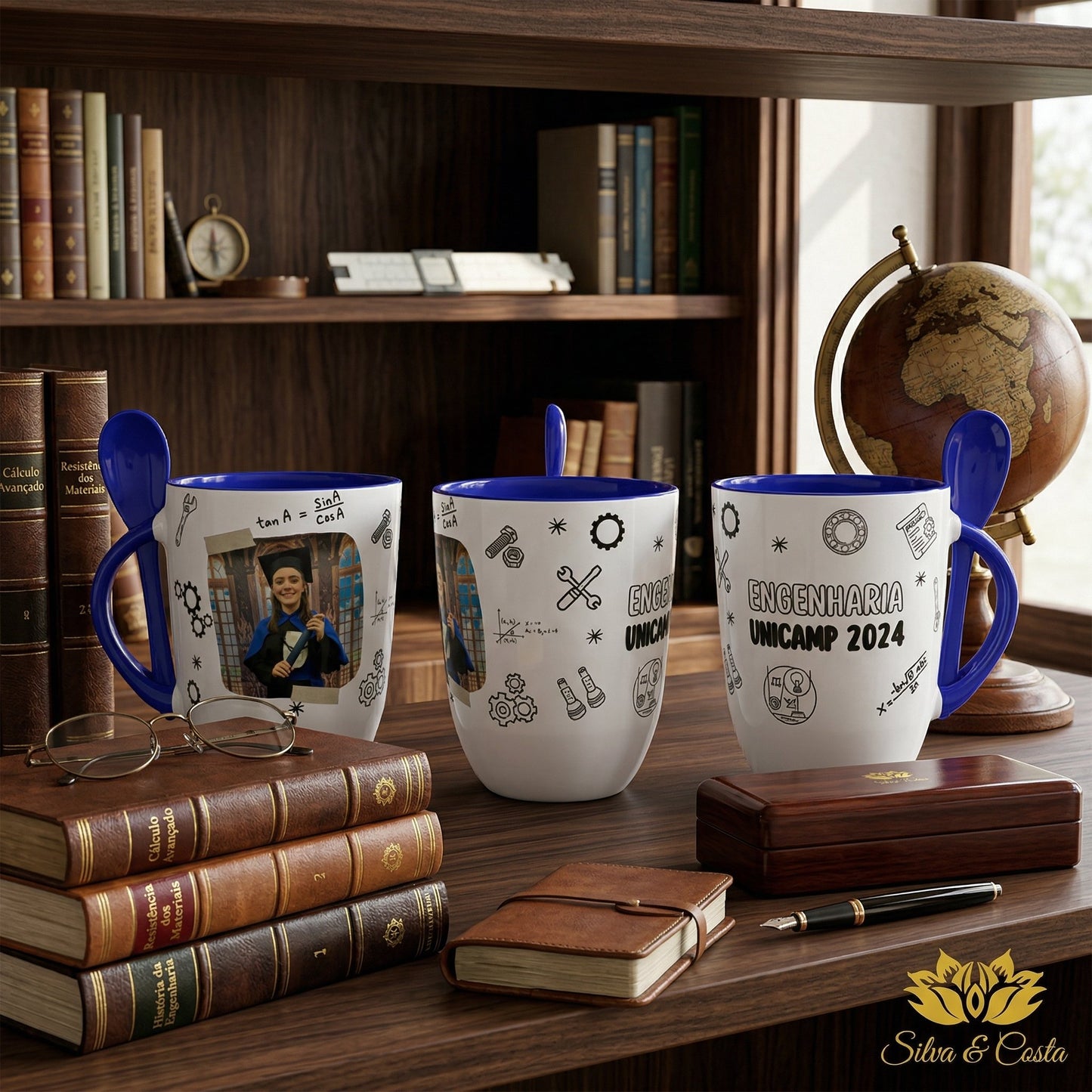 Caneca Cônica com Colher Personalizada | Formatura Engenharia