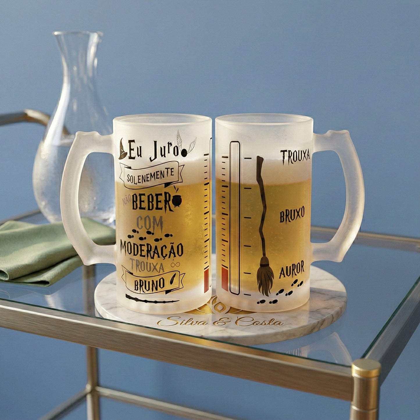 Caneca vidro jateada personalizada com Nome — Presente fã Harry Potter
