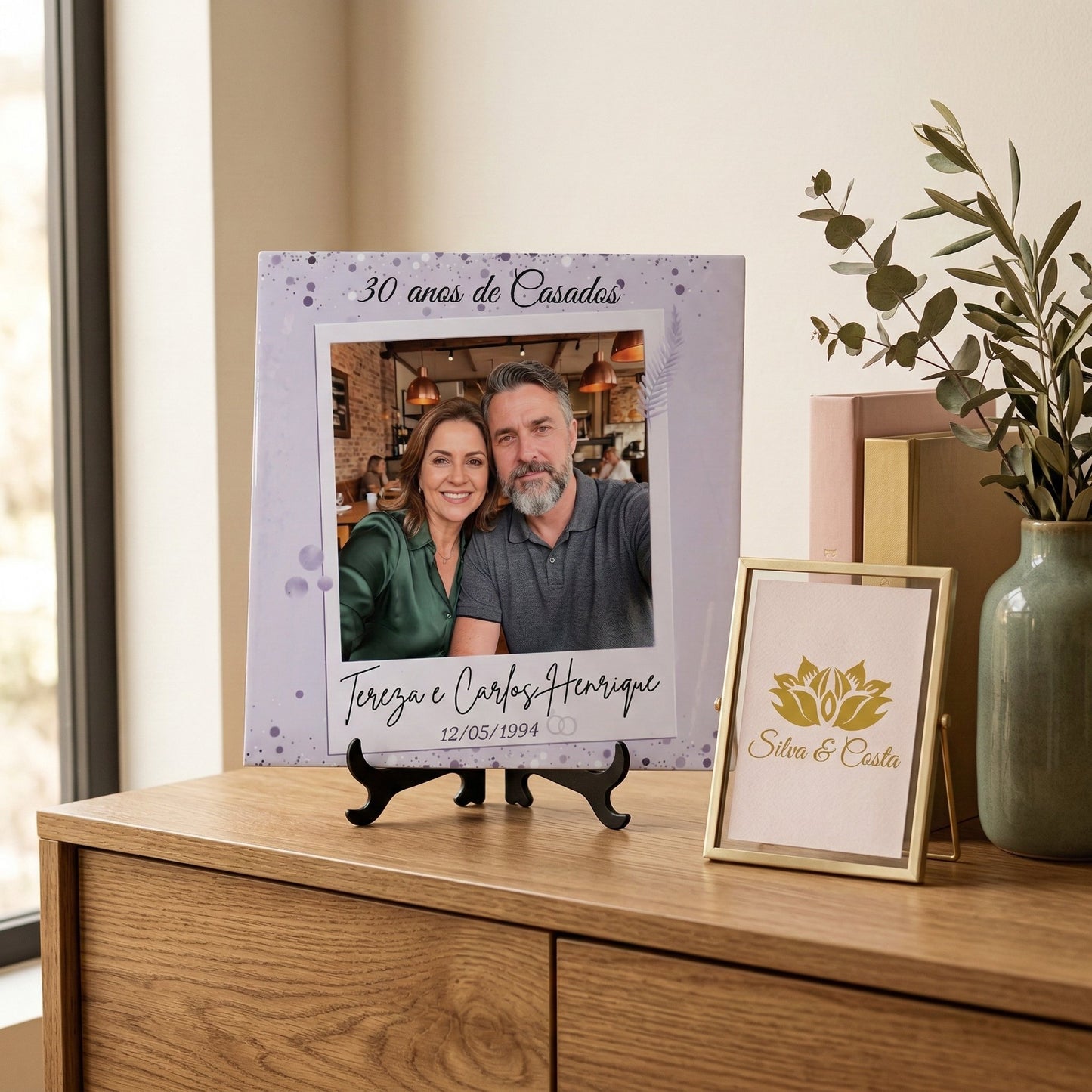 Azulejo Personalizado 20x20cm com Foto e Nome | Bodas/Aniversário de Casamento
