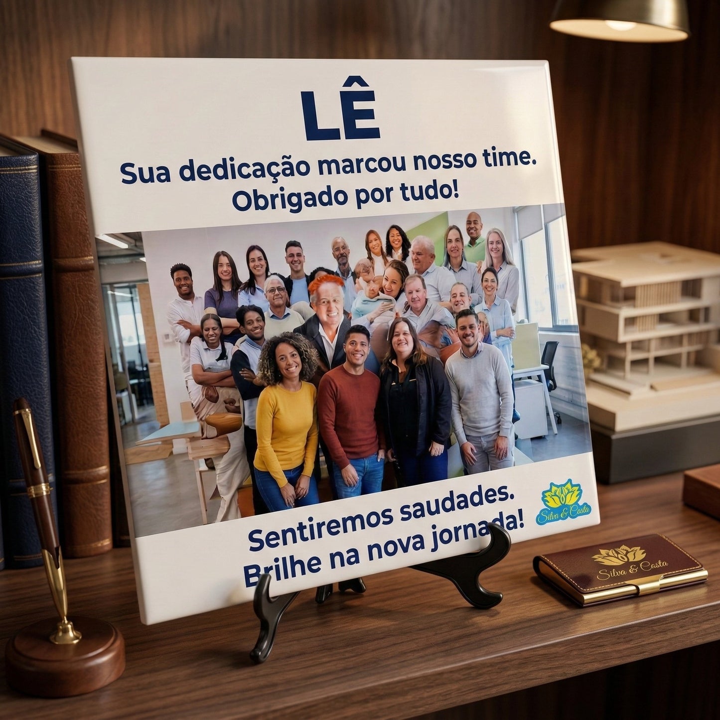 Azulejo personalizado 20x20cm com foto e frase | Agradecimento/Despedida