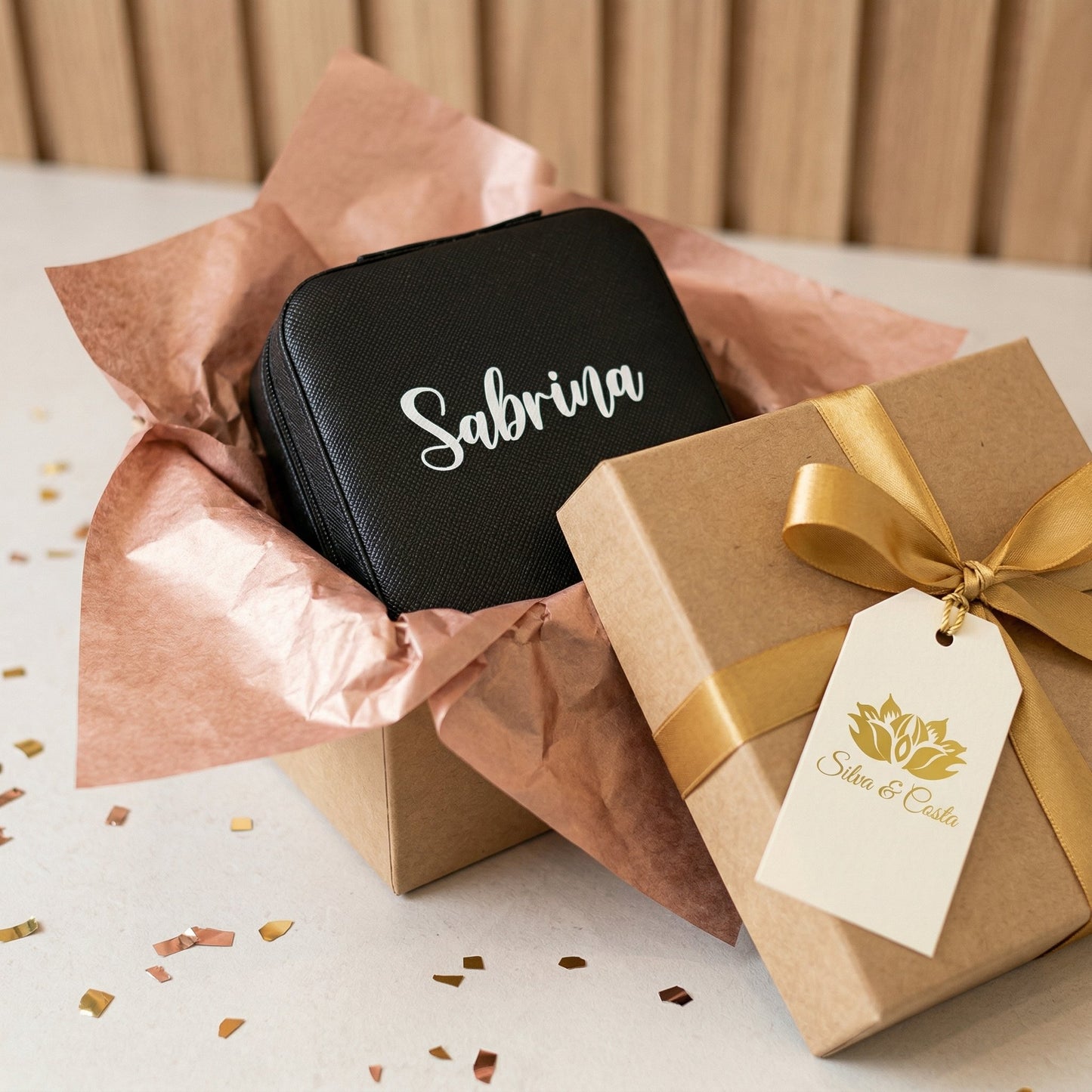 Porta-Joias Personalizado em Couro com Nome | Lembrança 15 Anos e Madrinhas