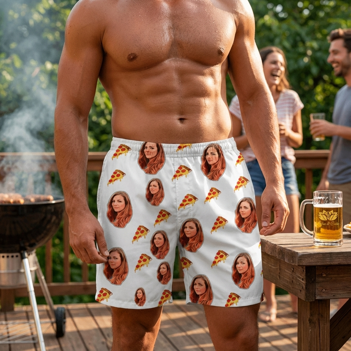 Samba Canção Branca Foto e Pizza Personalizada