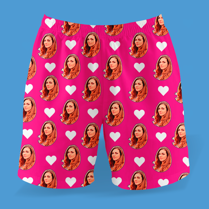 Samba Canção Pink Personalizada Com Fotos e Corações Presente Casal
