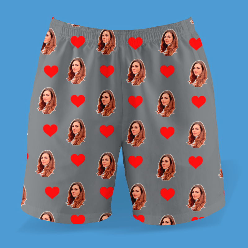 Samba Canção Cinza Personalizada Com Fotos e Corações Presente Casal
