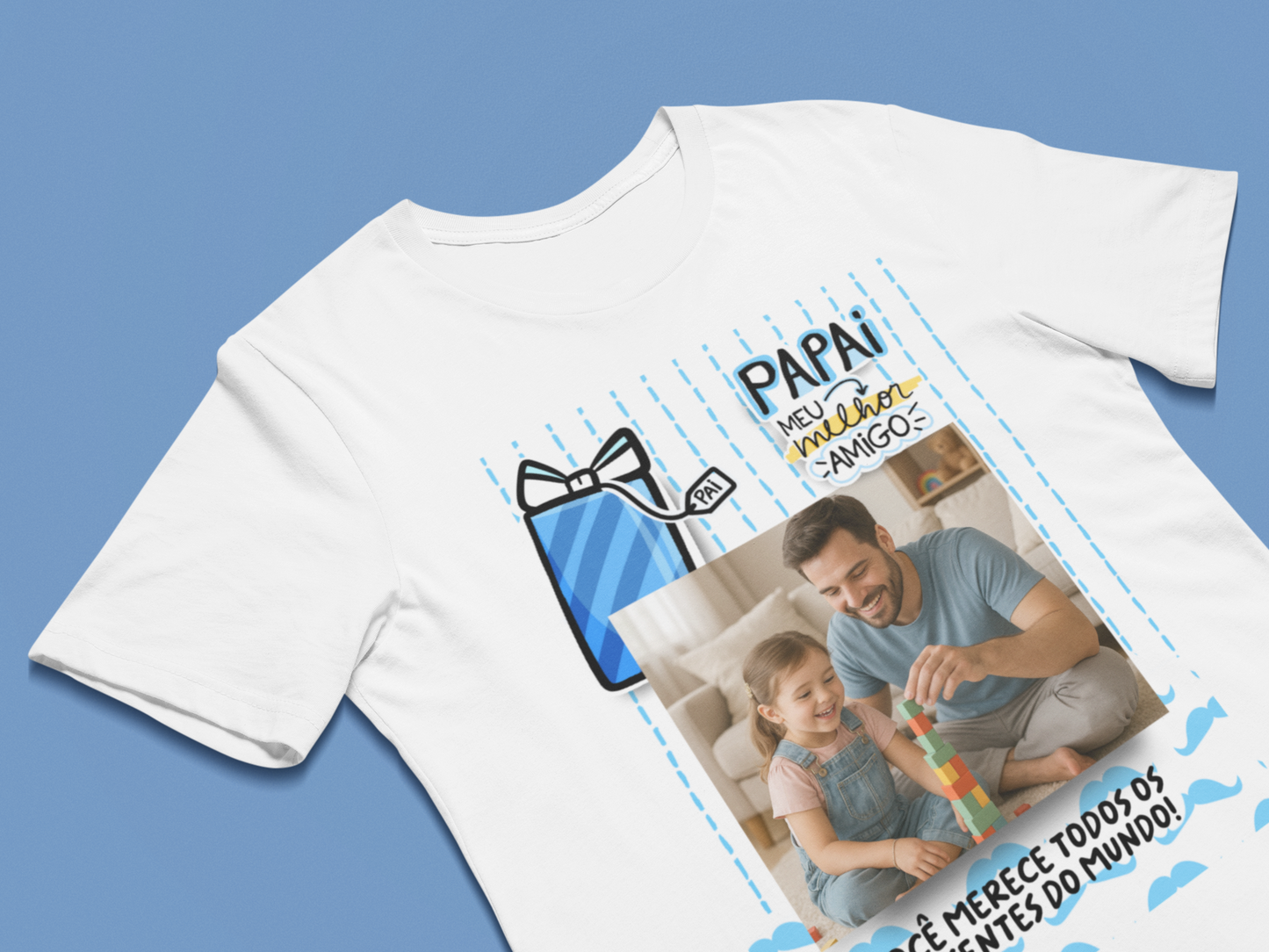 Camiseta Personalizada Papai Melhor Amigo com Foto Dia dos Pais
