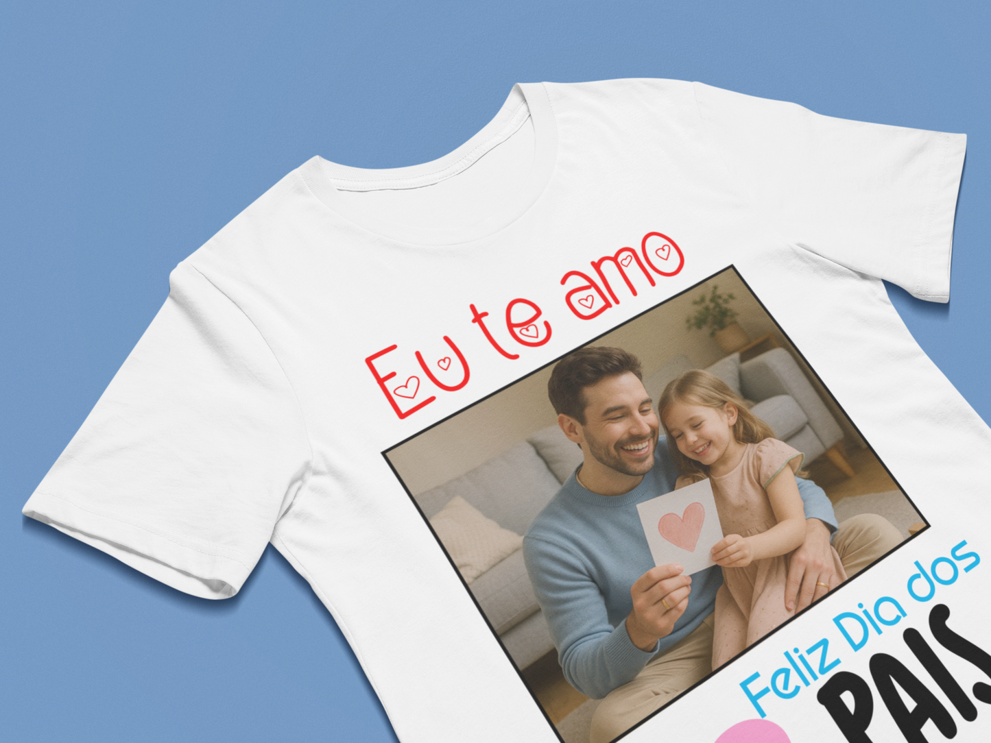 Camiseta Dia dos Pais Personalizada Eu Te Amo com Foto