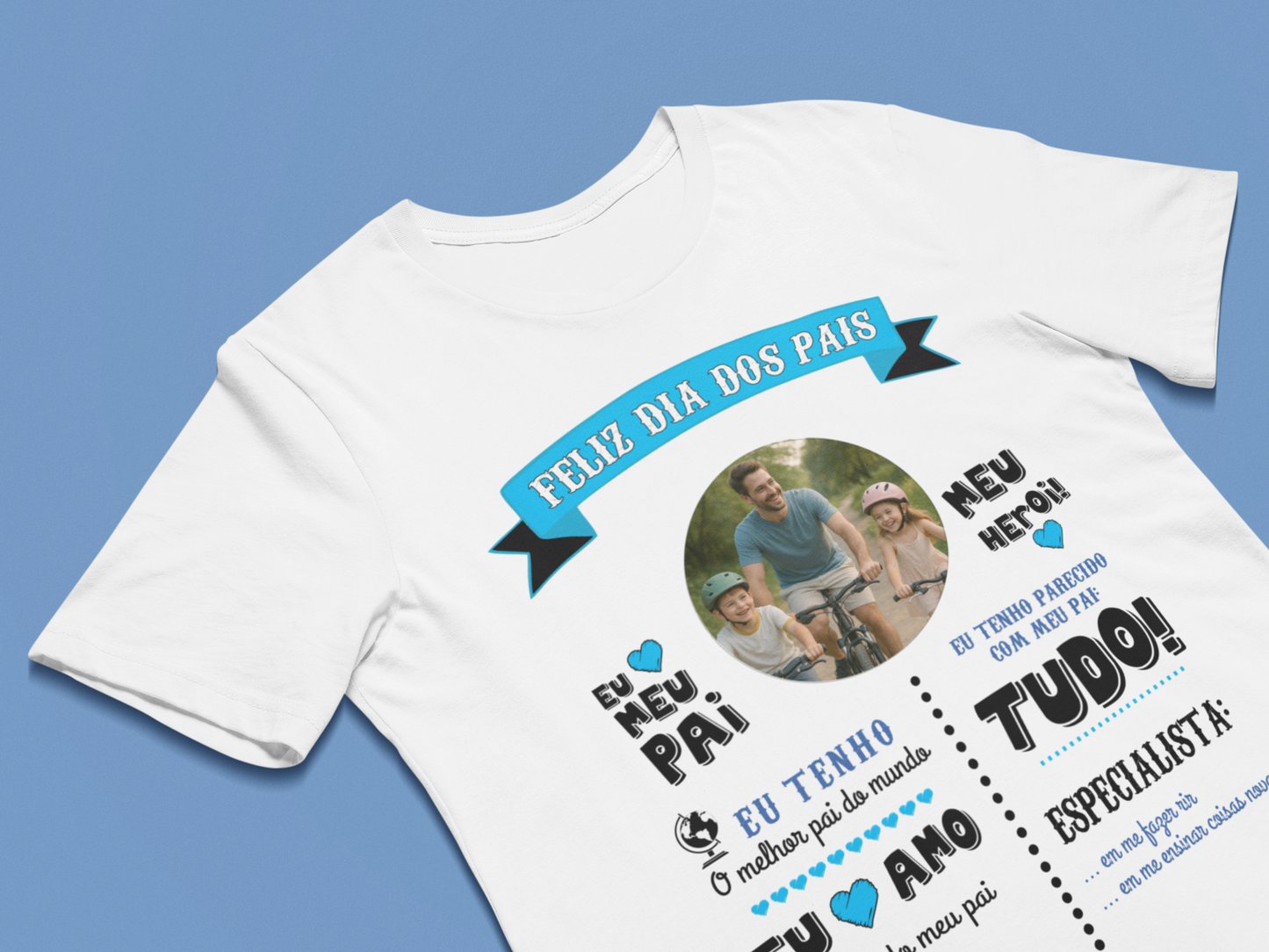 Camiseta Personalizada Dia dos Pais Meu Pai Meu Herói com Foto