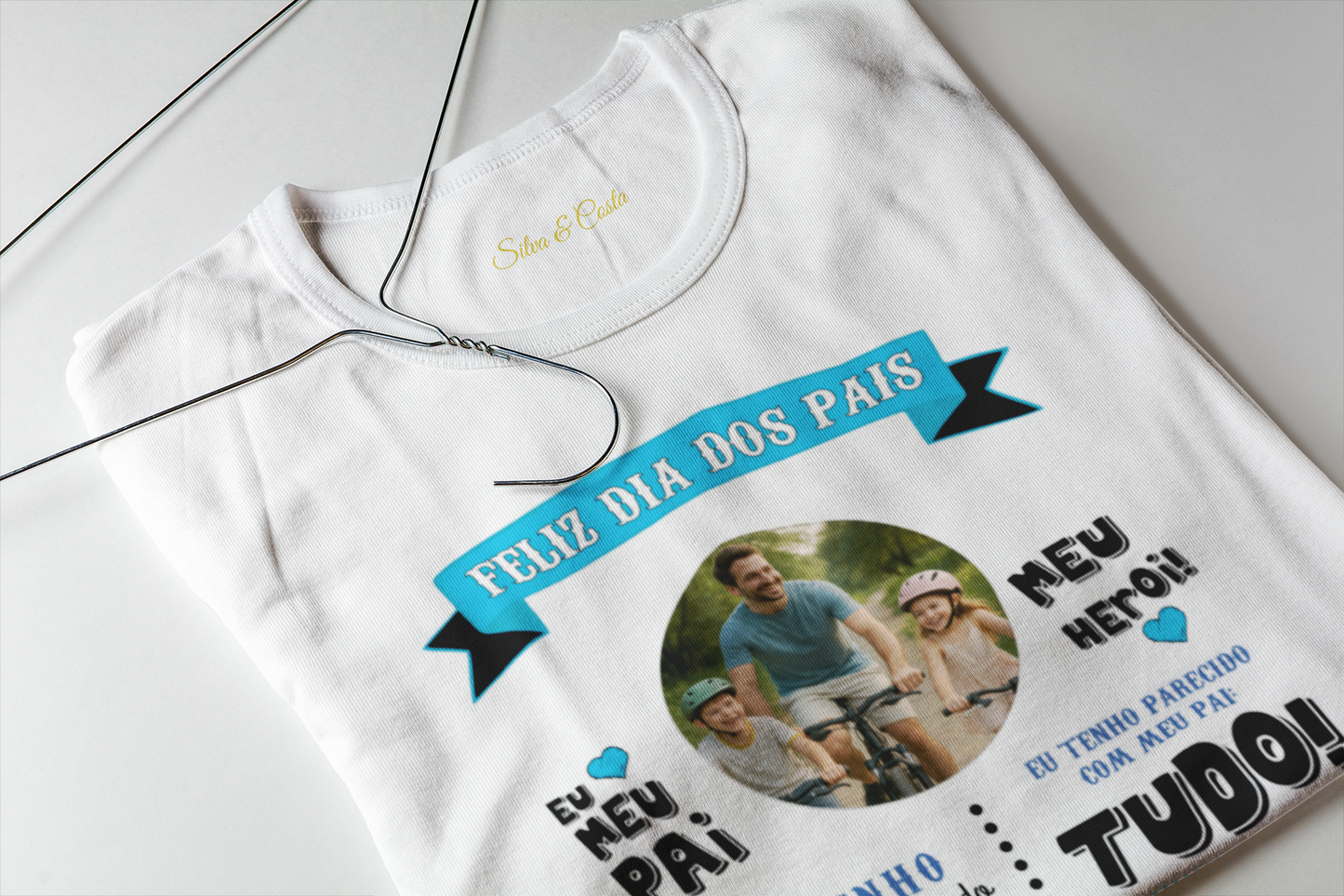 Camiseta Personalizada Dia dos Pais Meu Pai Meu Herói com Foto