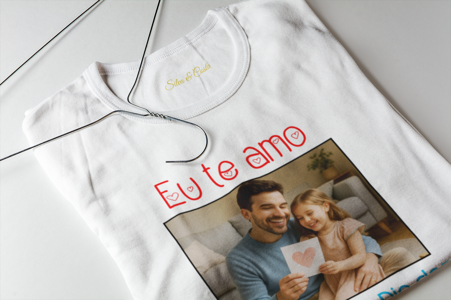 Camiseta Dia dos Pais Personalizada Eu Te Amo com Foto