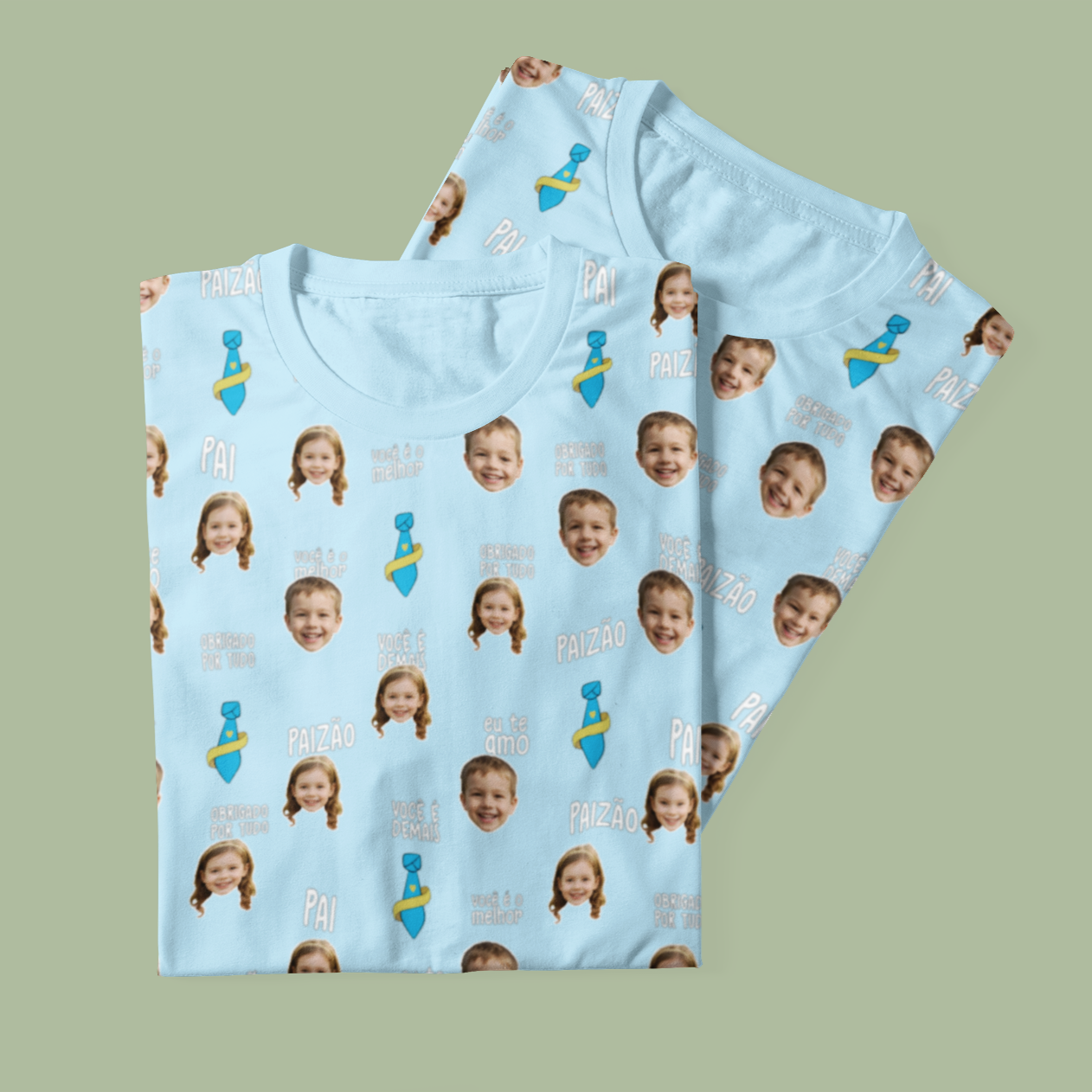 Camiseta Azul Melhor Pai Paizão Dia dos Pais com foto