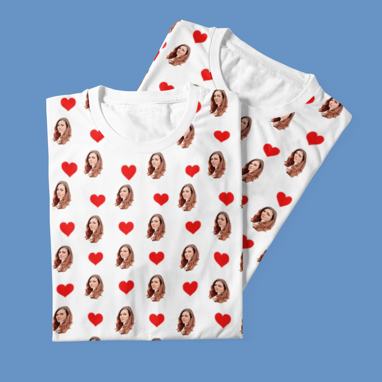 Camiseta Branca Personalizada Com Fotos e Corações Presente Casal