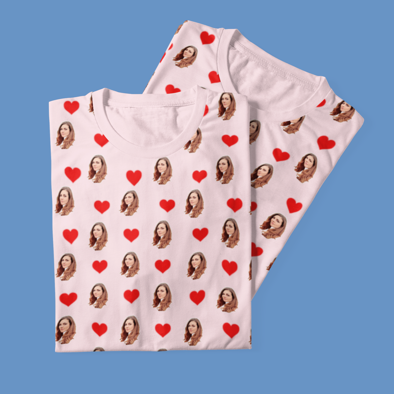 Camiseta Rosa Personalizada Com Fotos e Corações Presente Casal