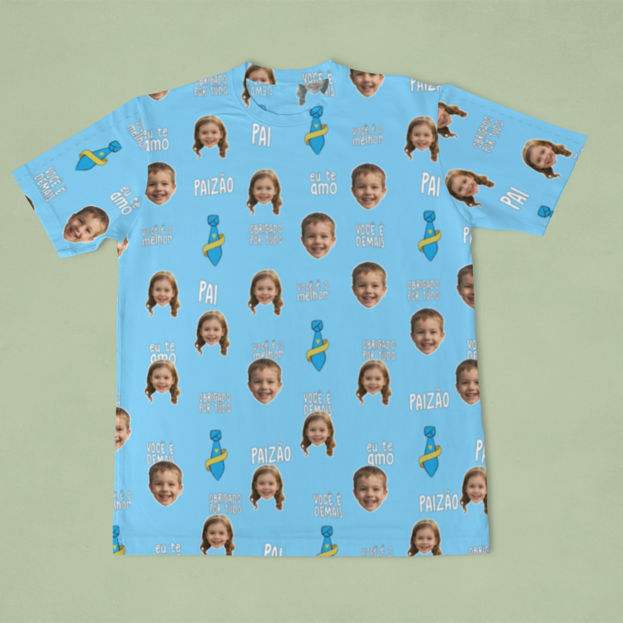 Camiseta Azul Melhor Pai Paizão Dia dos Pais com foto