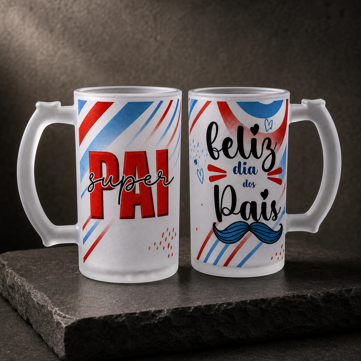 Caneca de Vidro Jateado Personalizada Super Pai - imagem lifestyle 5