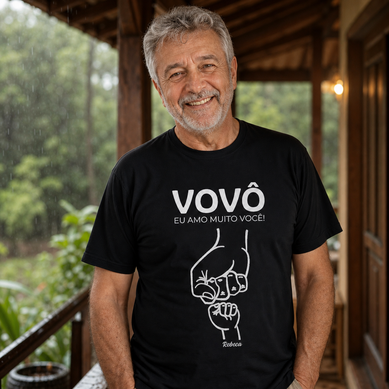 Camiseta Preta Personalizada para Avo Eu Amo Voce - imagem lifestyle 5