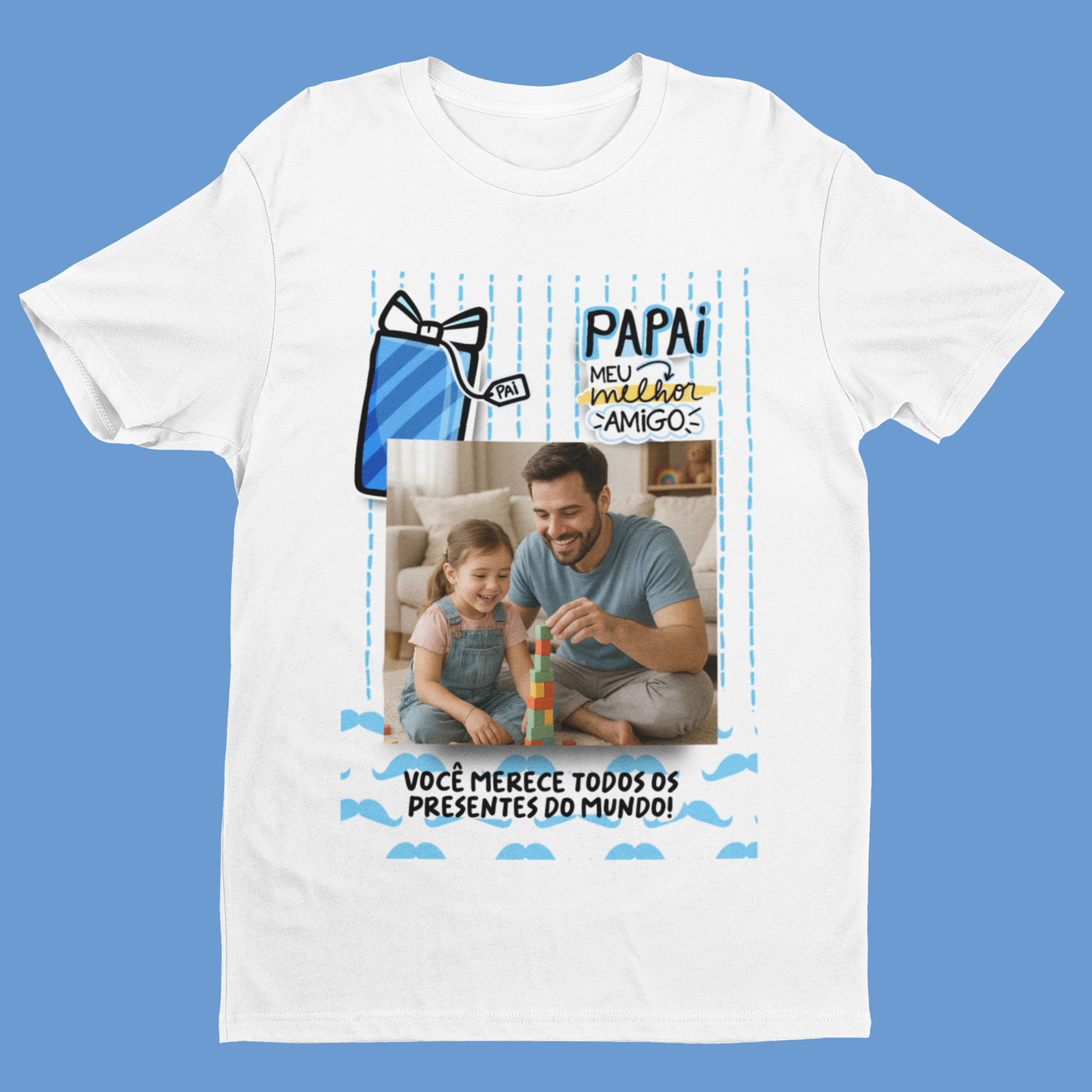 Camiseta Personalizada Papai Melhor Amigo com Foto Dia dos Pais