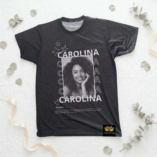 presente personalizado dia dos namorados envio rápido: a camiseta preta com foto que ela vai usar todo dia