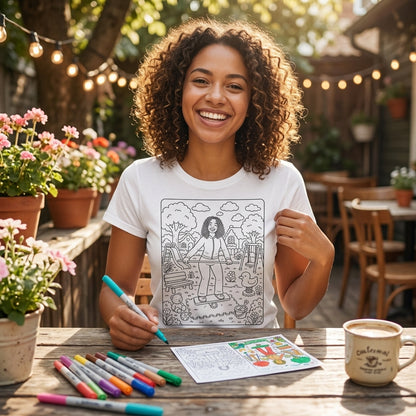 Camiseta Baby Look para Colorir | Personalizada com Foto