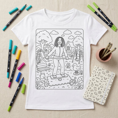 Camiseta Baby Look para Colorir | Personalizada com Foto