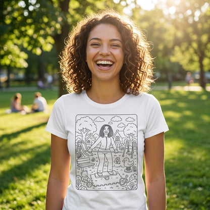 Camiseta Baby Look para Colorir | Personalizada com Foto