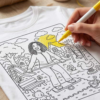 Camiseta Baby Look para Colorir | Personalizada com Foto