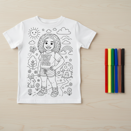 Camiseta Infantil Para Colorir Personalizada - Protagonista
