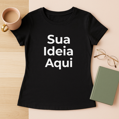 Camiseta Baby Look Preta Personalizada