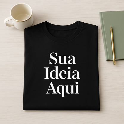 Camiseta Manga Longa Unissex Preta Personalizada
