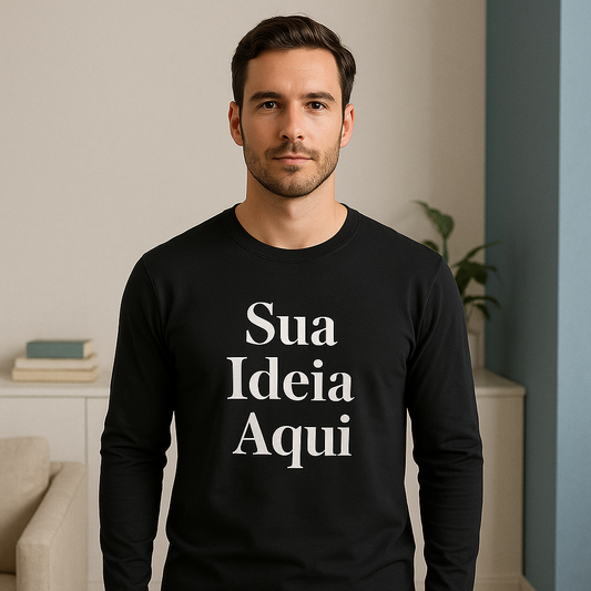 Camiseta Manga Longa Unissex Preta Personalizada