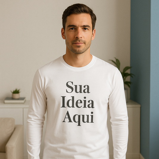 Camiseta Manga Longa Unissex Branca Personalizada