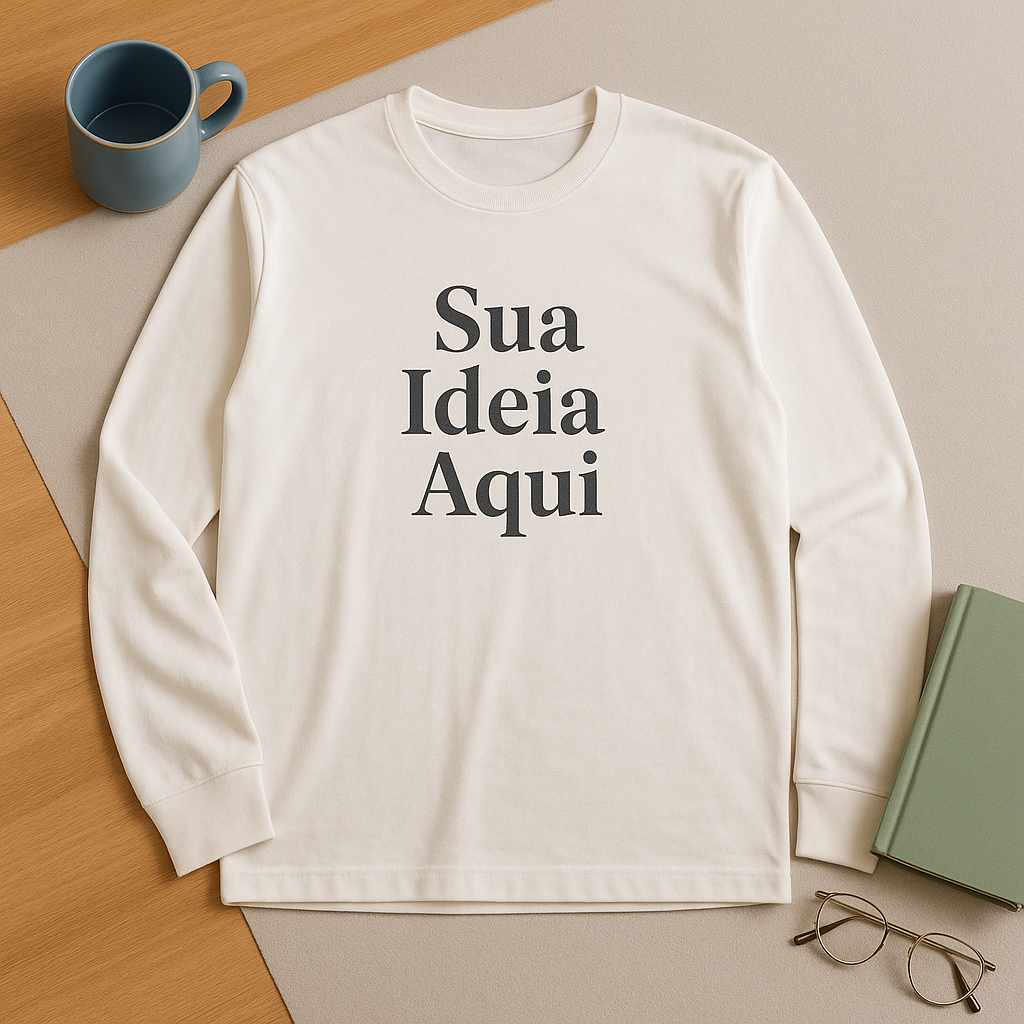 Camiseta Manga Longa Unissex Branca Personalizada