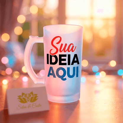Caneca de Chopp Jateada Personalizada Sua Frase ou Logo