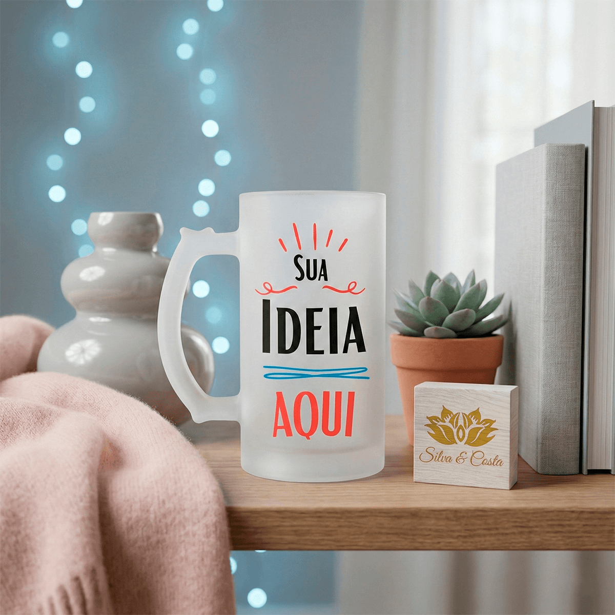 Caneca de Chopp Jateada Personalizada Sua Frase ou Logo