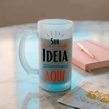 Caneca de Chopp Jateada Personalizada Sua Frase ou Logo